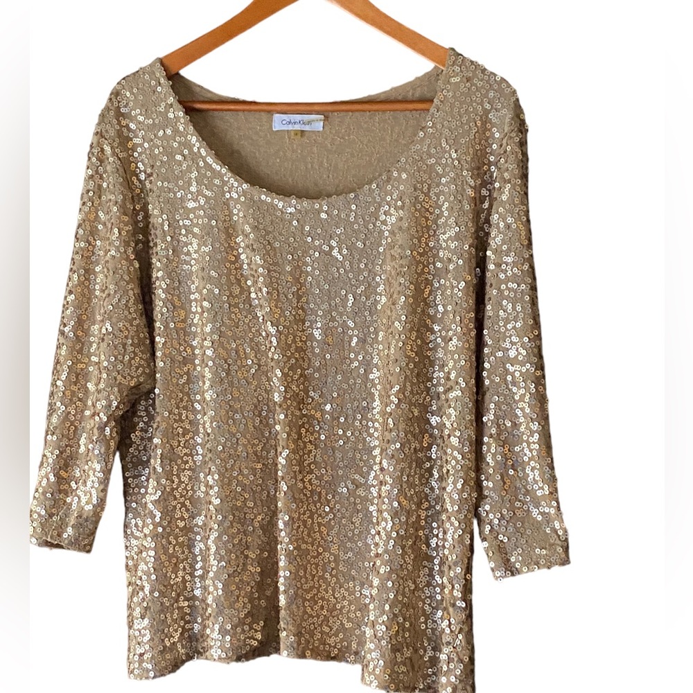 Calvin Klein gold sequin top
